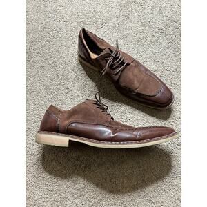 Men’s Size 10.5 M Lucio Ricci Brown Faux Leather Oxford Lace Up Dress Shoes